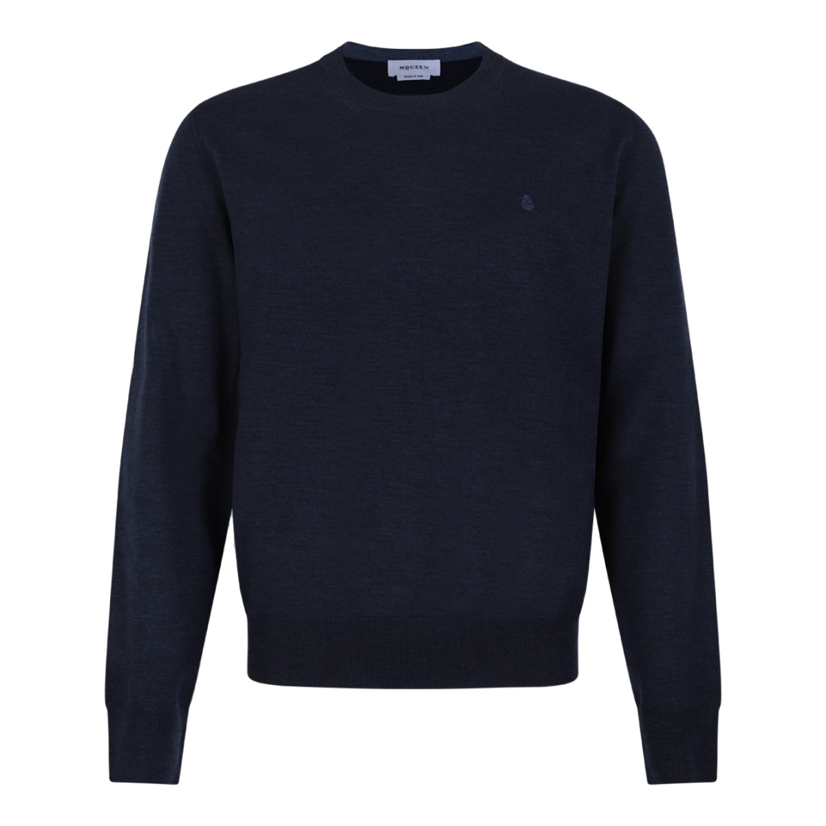 Alexander McQueen Navy Wool Crew-Neck Sweater.