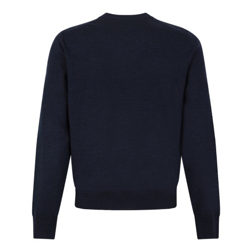 Alexander McQueen Navy Wool Crew-Neck Sweater. 2