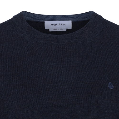Alexander McQueen Navy Wool Crew-Neck Sweater.