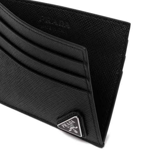 Prada Black Saffiano Leather Card Holder.