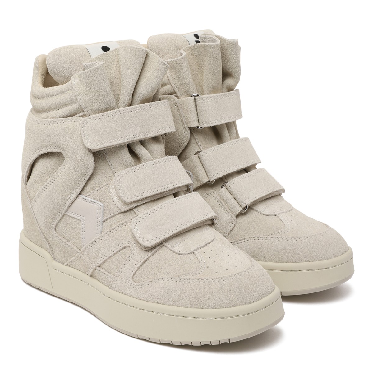 Isabel Marant Beige Wedge High-Top Sneakers.