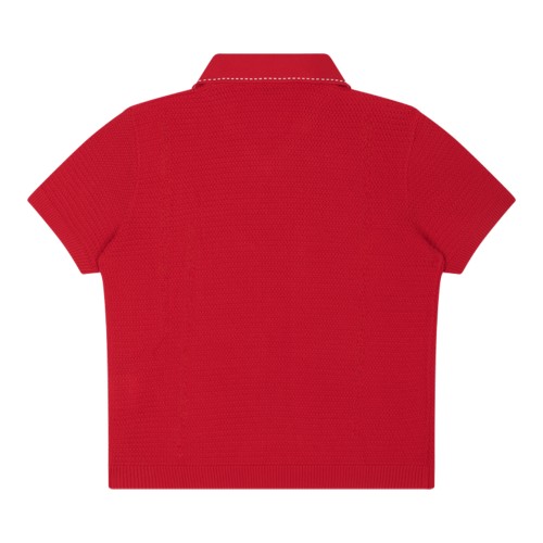 Versace Red Textured Knit Polo Shirt. 2