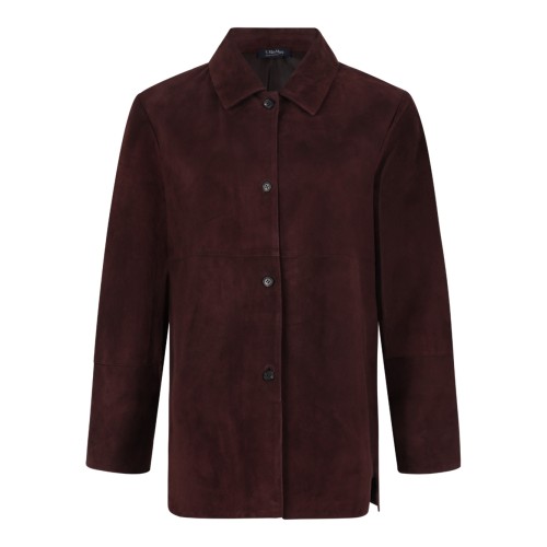 Max Mara Burgundy Suede Shirt Jacket.