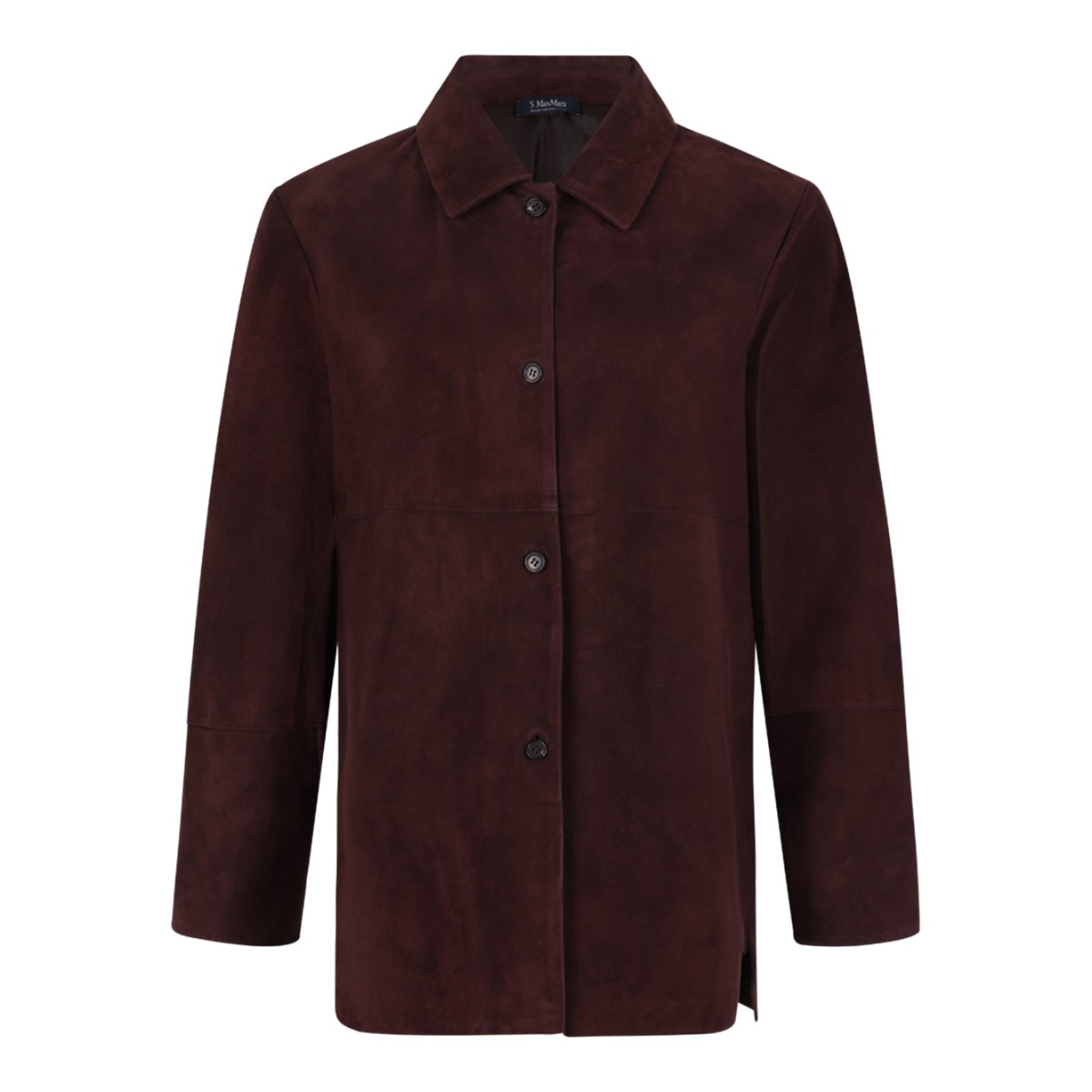 Max Mara Burgundy Suede Shirt Jacket.