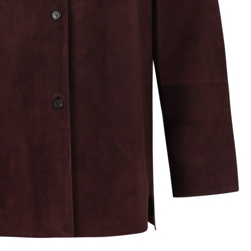 Max Mara Burgundy Suede Shirt Jacket.