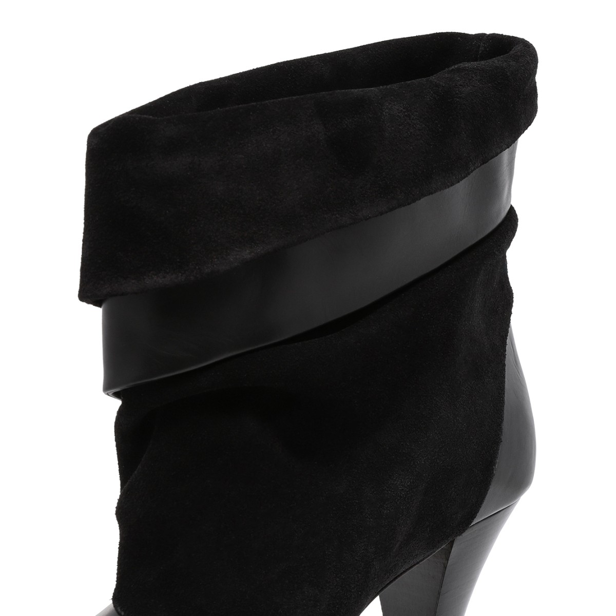 Isabel Marant Black Leather Fold-Over Ankle Boots.