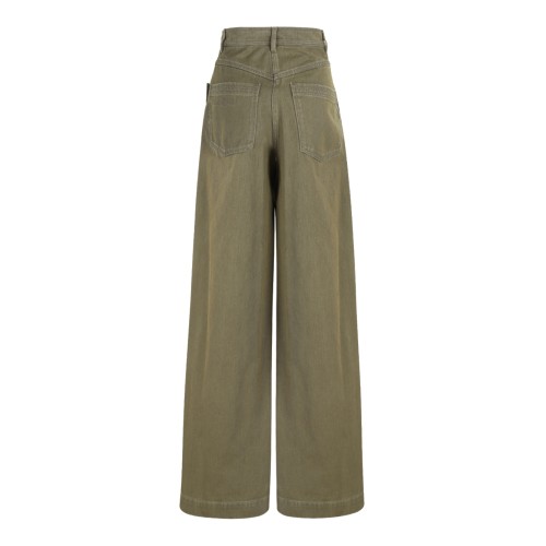 Max Mara Olive Wide-Leg Cotton Trousers. 2