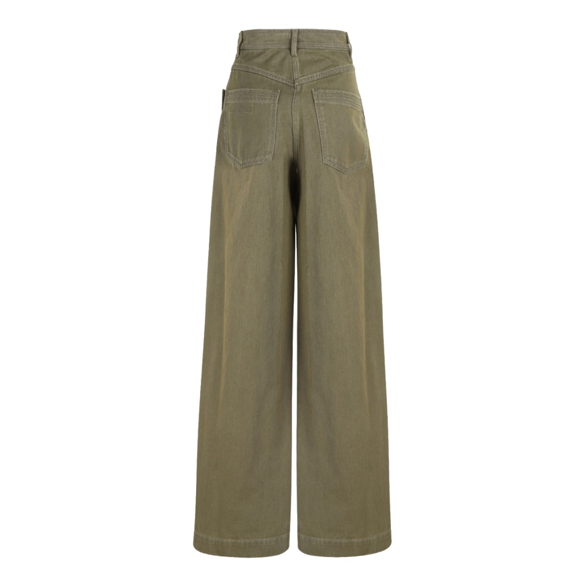 Max Mara Olive Wide-Leg Cotton Trousers.