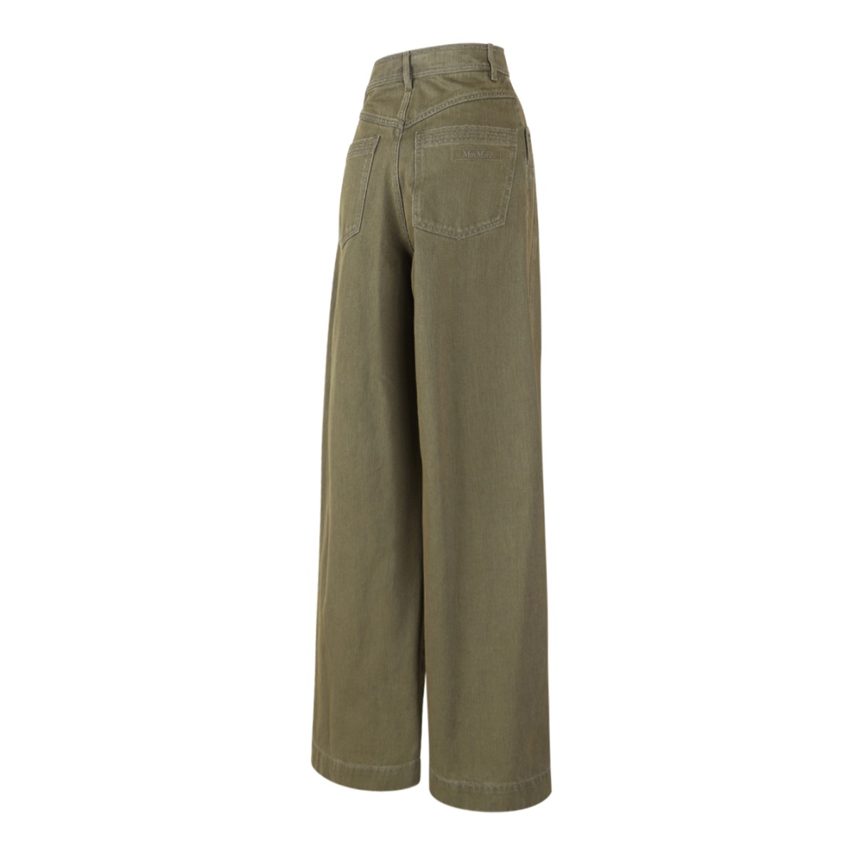 Max Mara Olive Wide-Leg Cotton Trousers.