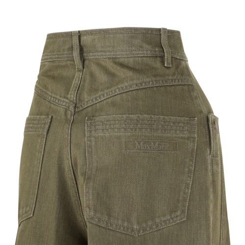 Max Mara Olive Wide-Leg Cotton Trousers.