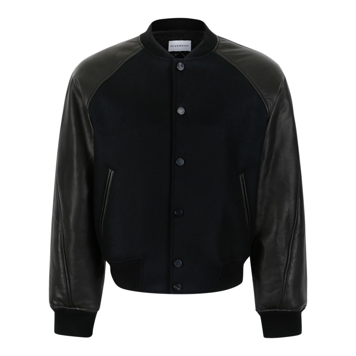 Givenchy Black Wool & Leather Bomber Jacket.
