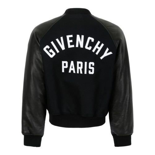 Givenchy Black Wool & Leather Bomber Jacket. 2