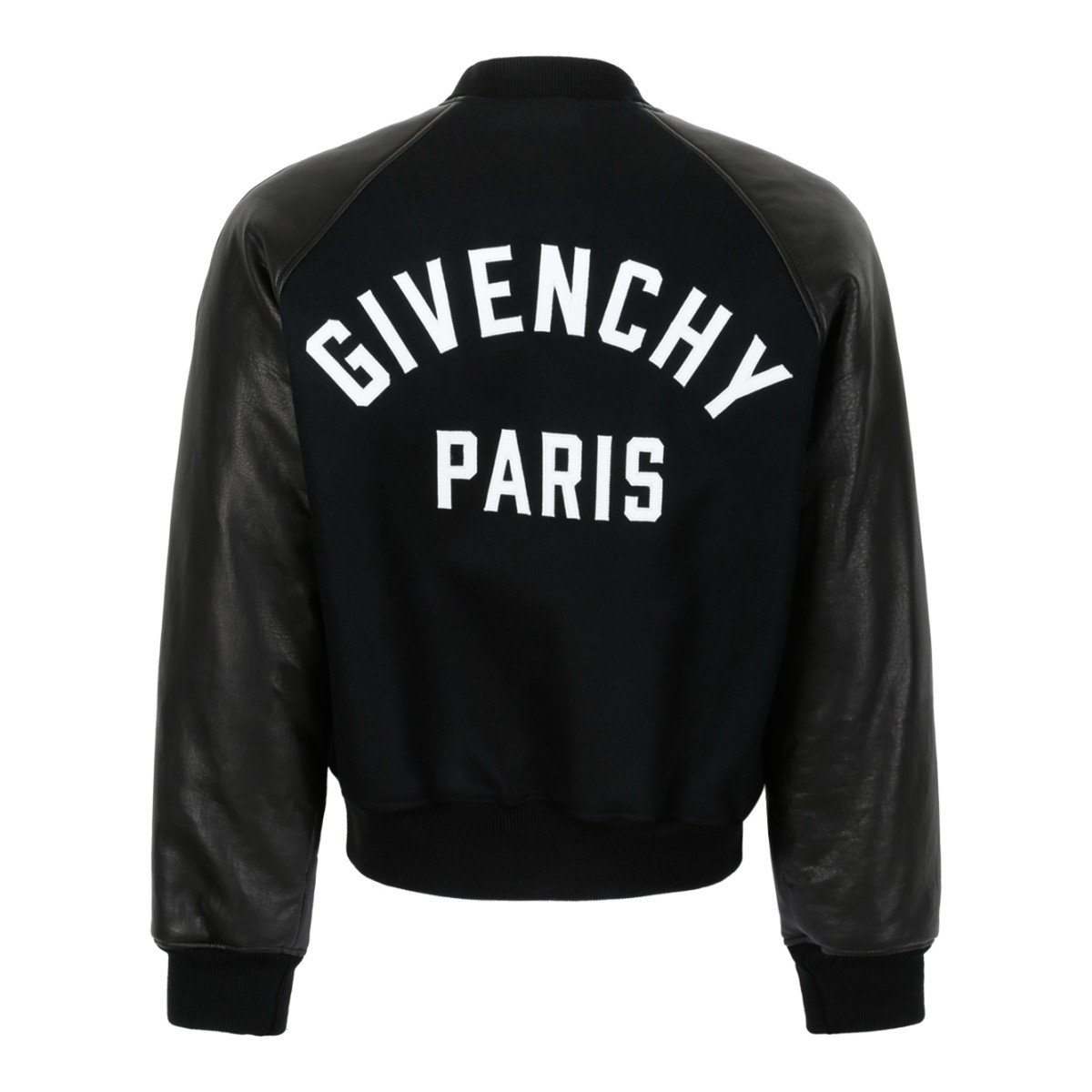 Givenchy Black Wool & Leather Bomber Jacket.