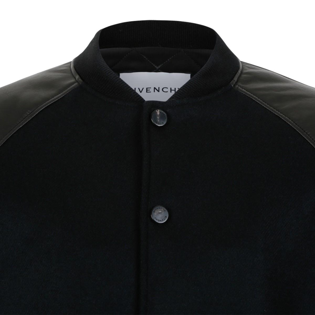 Givenchy Black Wool & Leather Bomber Jacket.