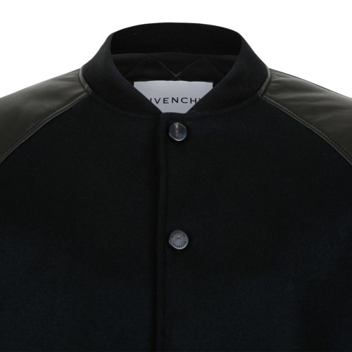 Givenchy Black Wool & Leather Bomber Jacket.