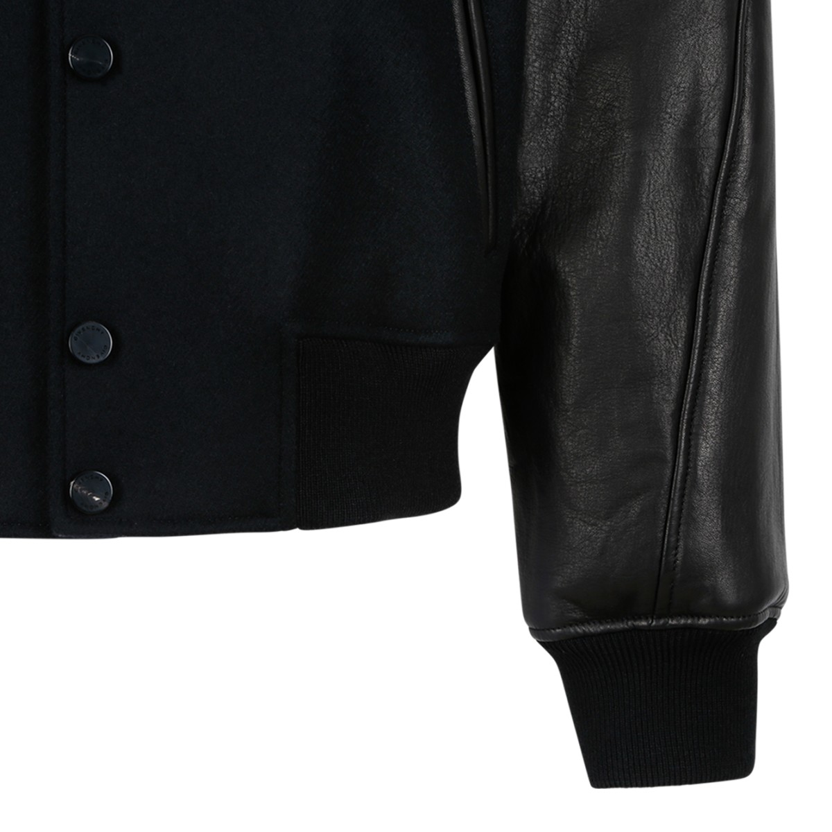Givenchy Black Wool & Leather Bomber Jacket.