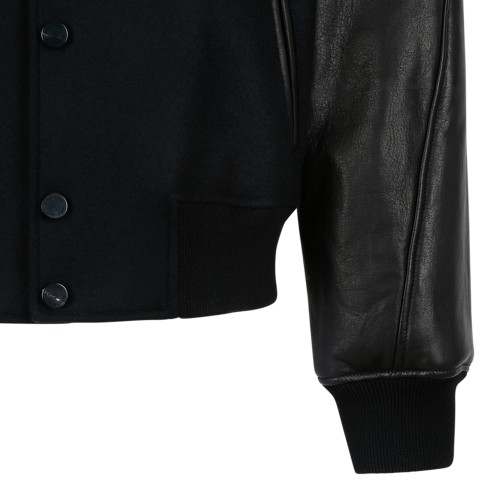 Givenchy Black Wool & Leather Bomber Jacket.