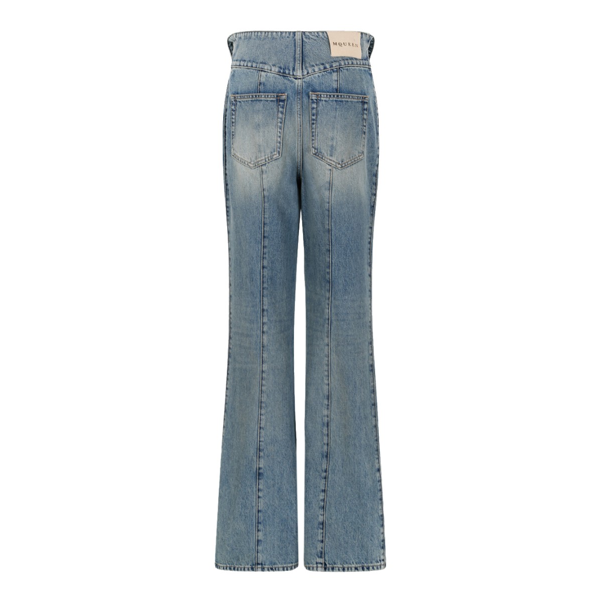 Alexander McQueen Blue Wash Flared Jeans.