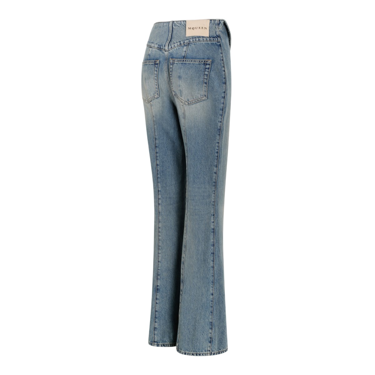 Alexander McQueen Blue Wash Flared Jeans.