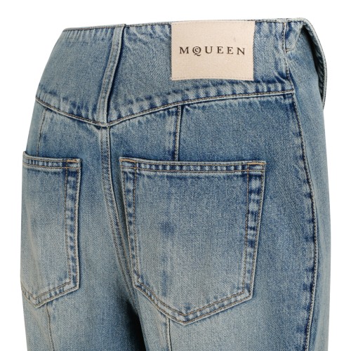 Alexander McQueen Blue Wash Flared Jeans.