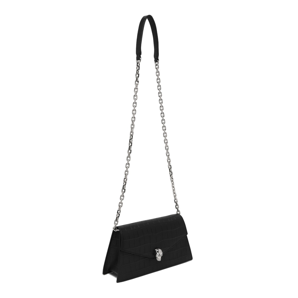 Alexander McQueen Black Leather Skull Chain Wallet.