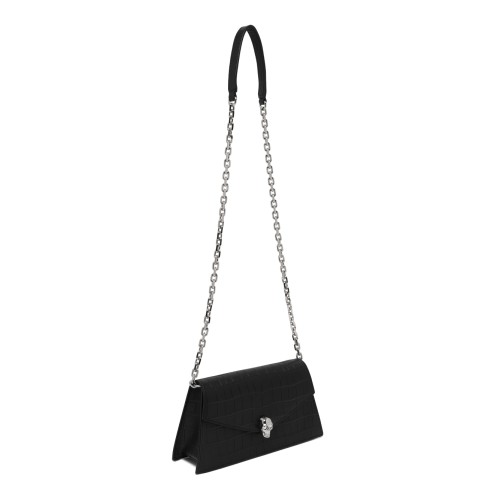Alexander McQueen Black Leather Skull Chain Wallet.