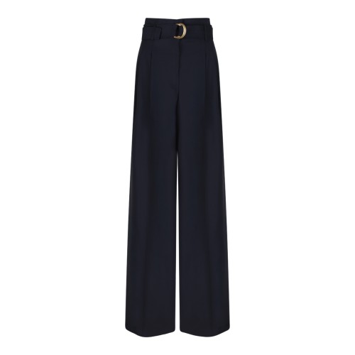 Max Mara Navy Wide-Leg Tailored Trousers.
