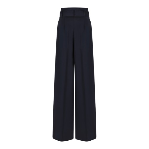 Max Mara Navy Wide-Leg Tailored Trousers.
