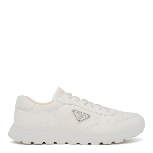 Prada White Leather Sneakers.