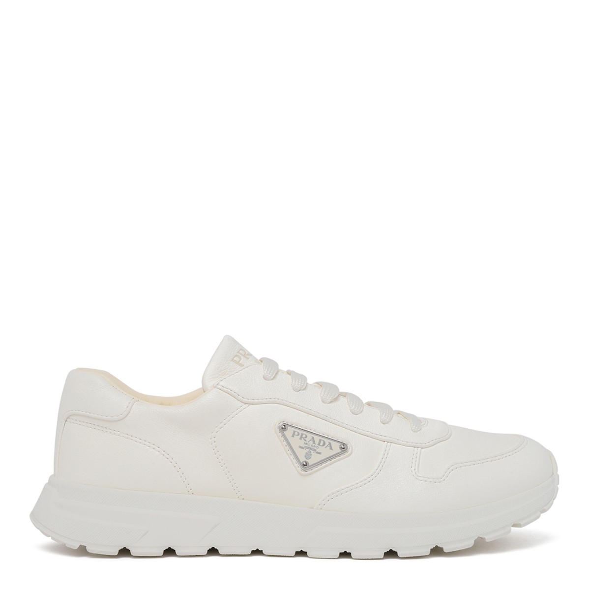 Prada White Leather Sneakers.