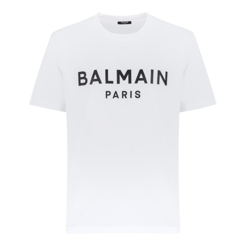Balmain White Logo Cotton T-Shirt.