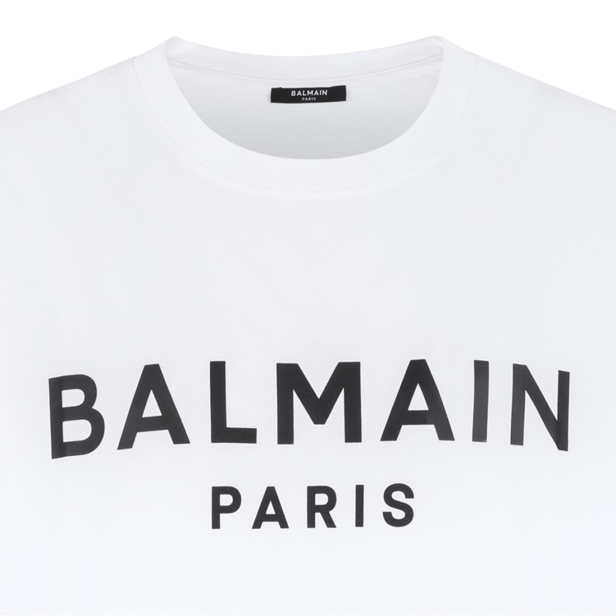 Balmain White Logo Cotton T-Shirt.