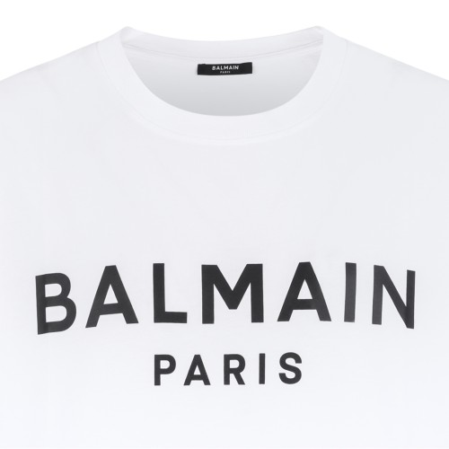 Balmain White Logo Cotton T-Shirt.
