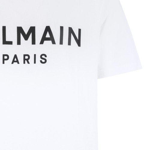 Balmain White Logo Cotton T-Shirt.