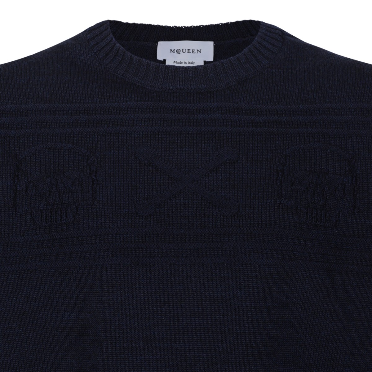 Alexander McQueen Navy Wool Knit Sweater.