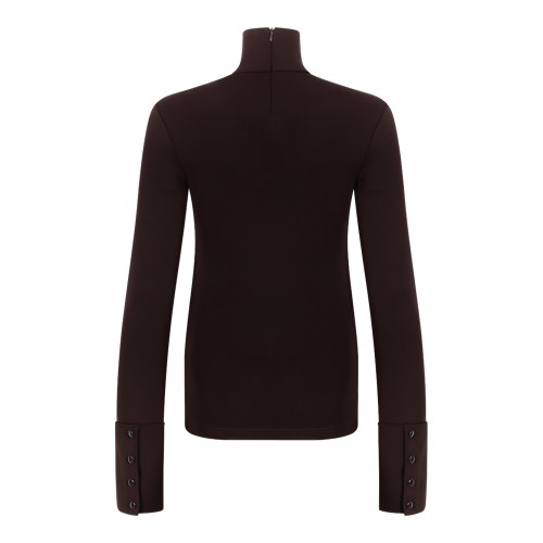 Courrges Dark Brown Turtleneck Knit Top. 2