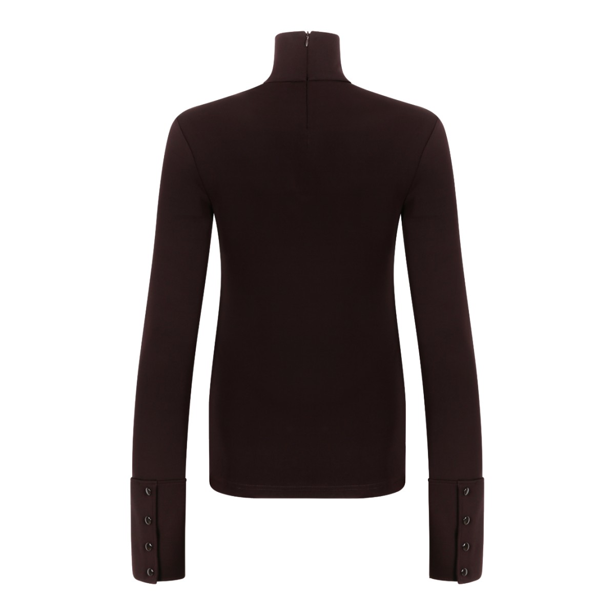 Courrges Dark Brown Turtleneck Knit Top.