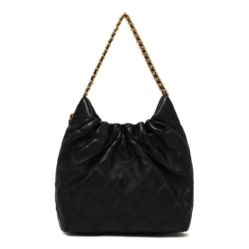Tory Burch Black Ruched Leather Shoulder Bag. 2