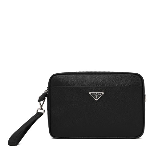 Prada Black Saffiano Leather Pouch.