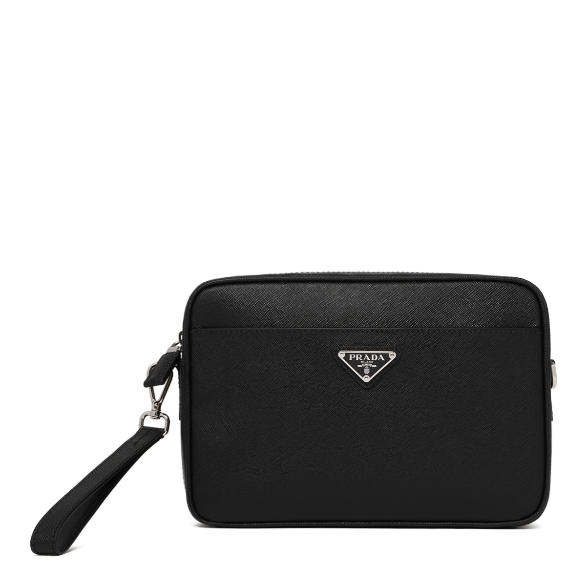 Prada Black Saffiano Leather Pouch.