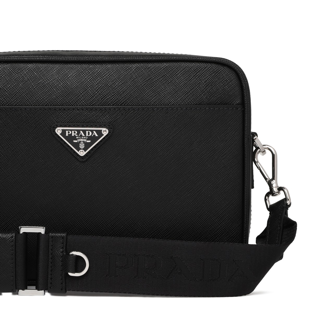 Prada Black Saffiano Leather Pouch.