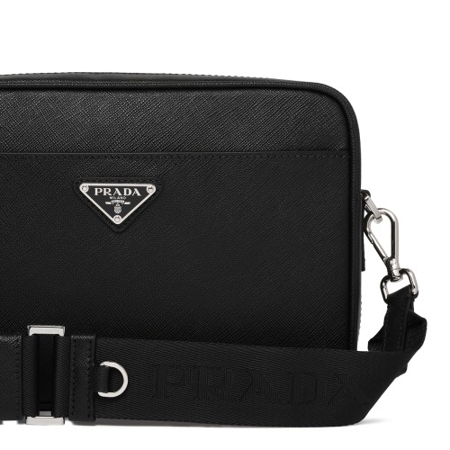 Prada Black Saffiano Leather Pouch.