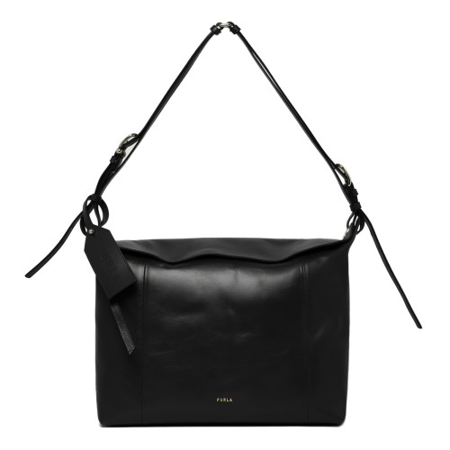 Furla Black Leather Shoulder Bag.