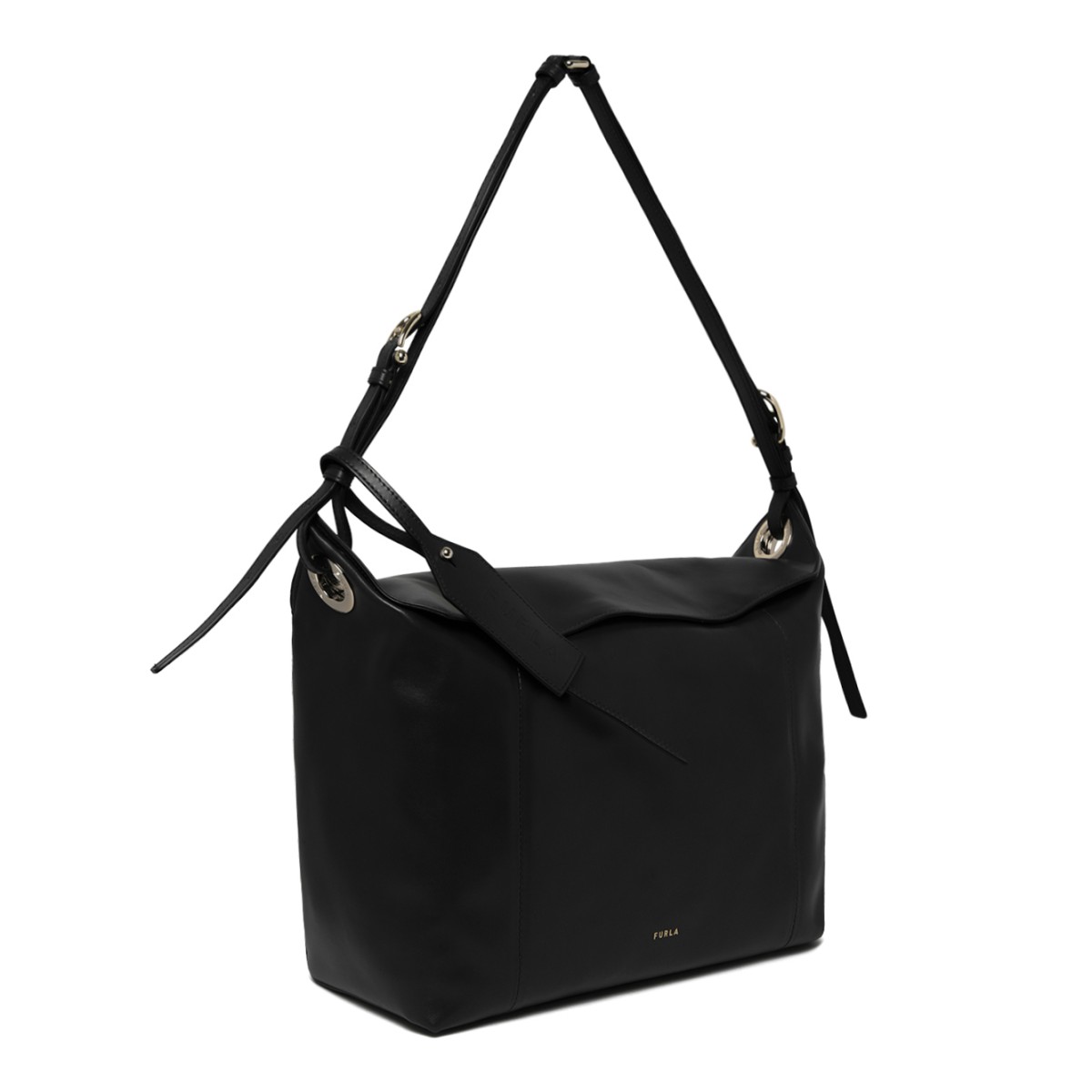 Furla Black Leather Shoulder Bag.