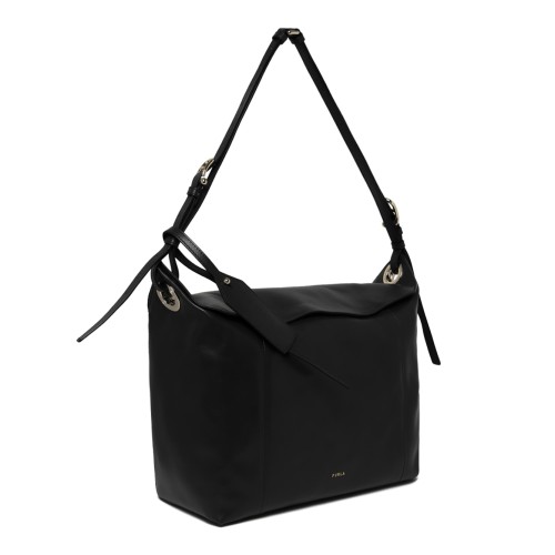 Furla Black Leather Shoulder Bag.