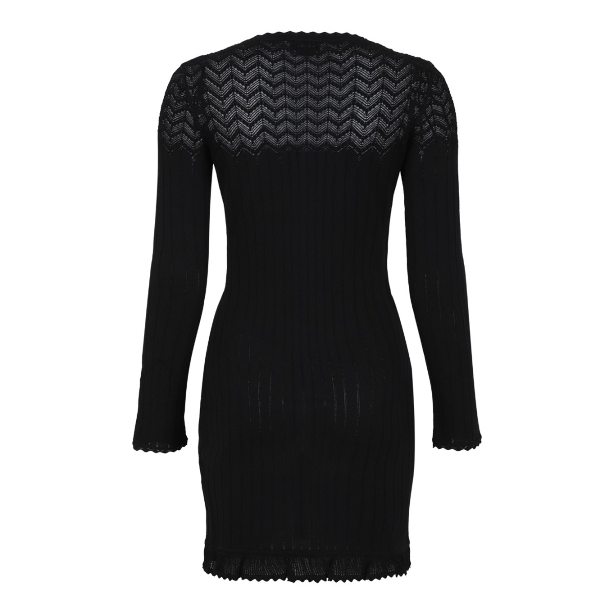 Alexander McQueen Black Ribbed Knit Mini Dress.