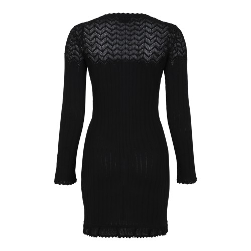 Alexander McQueen Black Ribbed Knit Mini Dress.