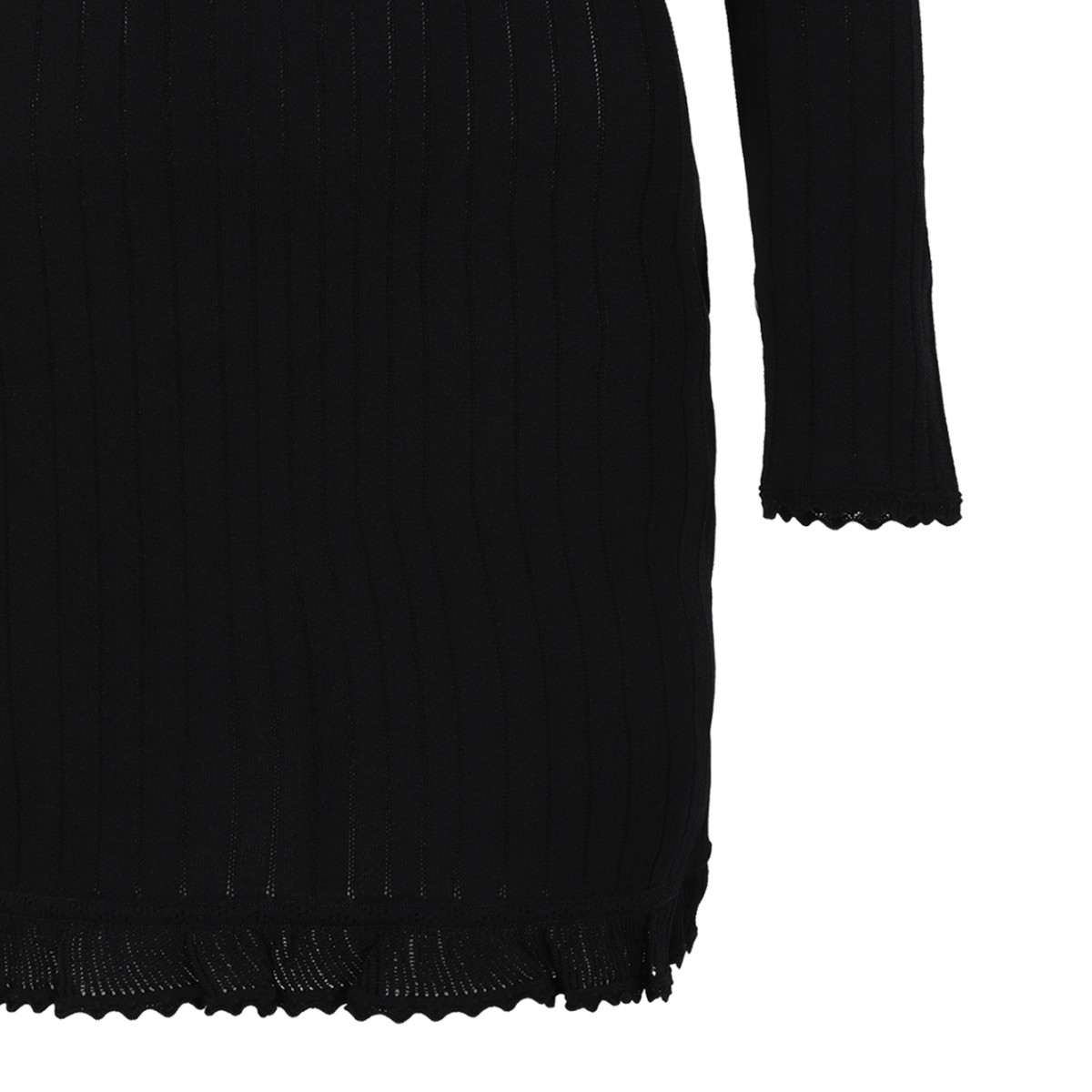 Alexander McQueen Black Ribbed Knit Mini Dress.