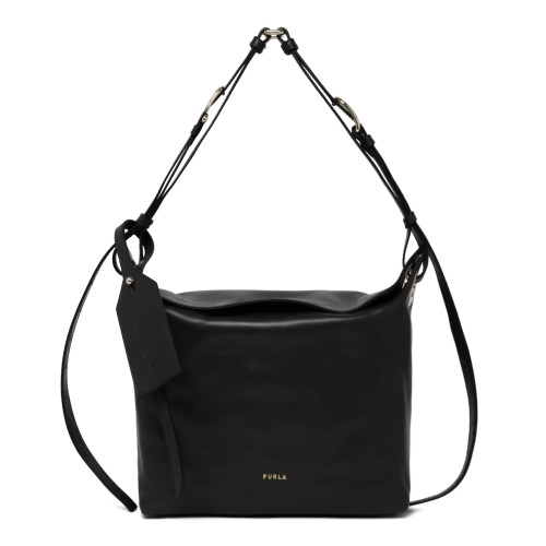 Furla Black Leather Shoulder Bag.