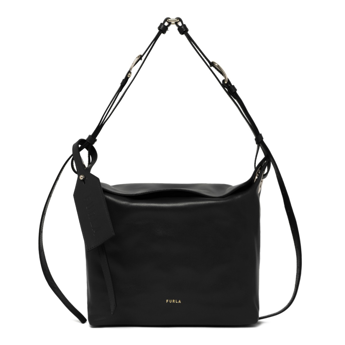 Furla Black Leather Shoulder Bag.